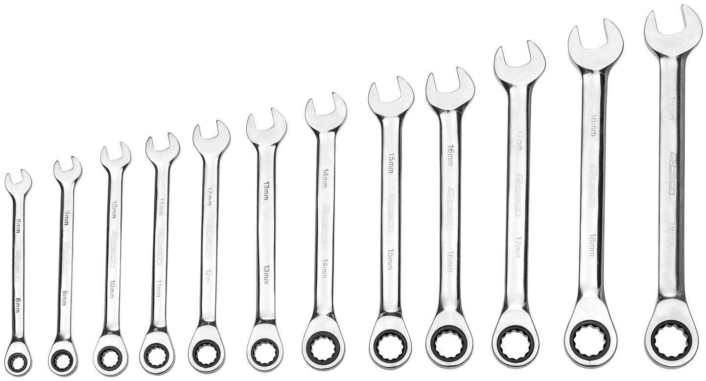 Q-TECH sada očkových klíčů s ráčnou 8, 9, 10, 11, 12, 13, 14, 15, 16,17, 18, 19