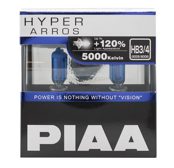 PIAA Hyper Arros 5000K HB3/HB4 -+ 120%. jasně bílé světlo o teplotě 5000K, 2ks