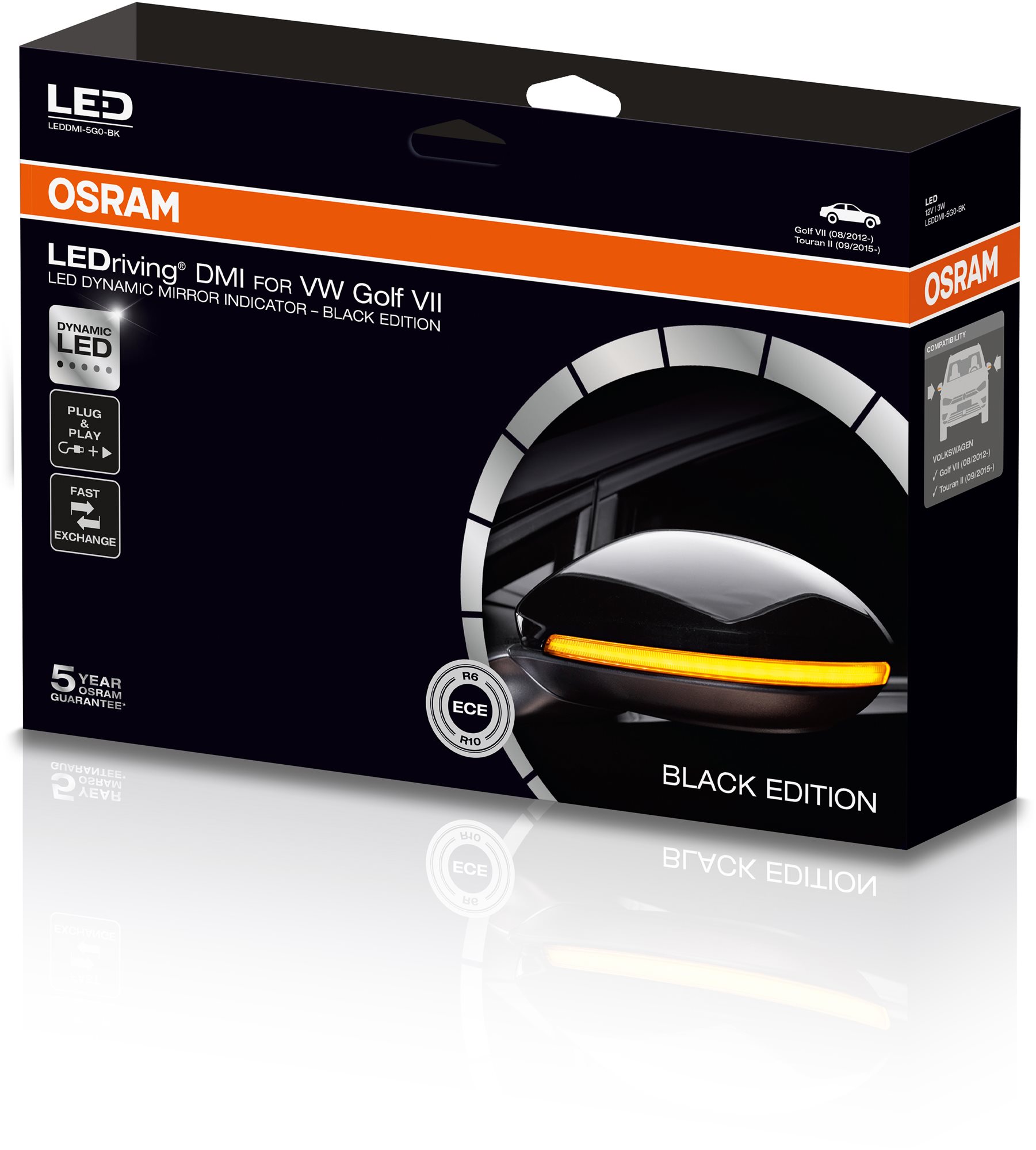 OSRAM LEDriving Dynamic blinkr tmavý pro VW Golf VII, Touran II