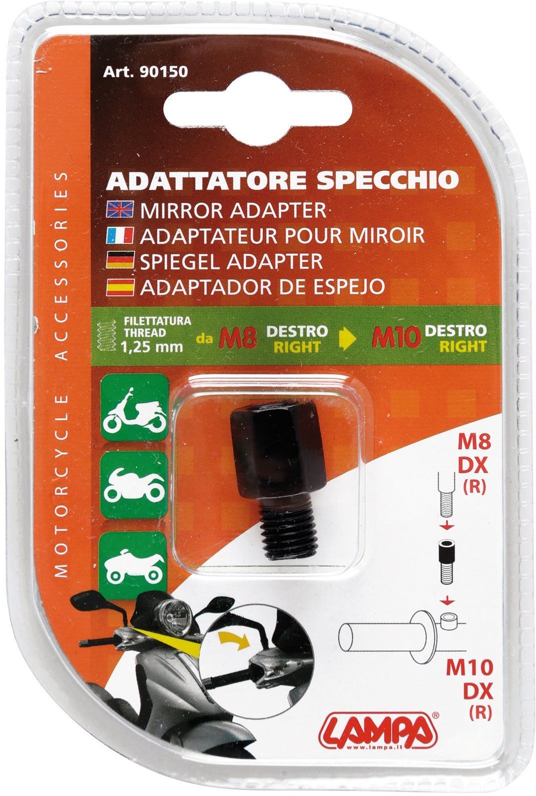 LAMPA Redukce závitu zrcátka M8/1,25 R na M10/1,25 R