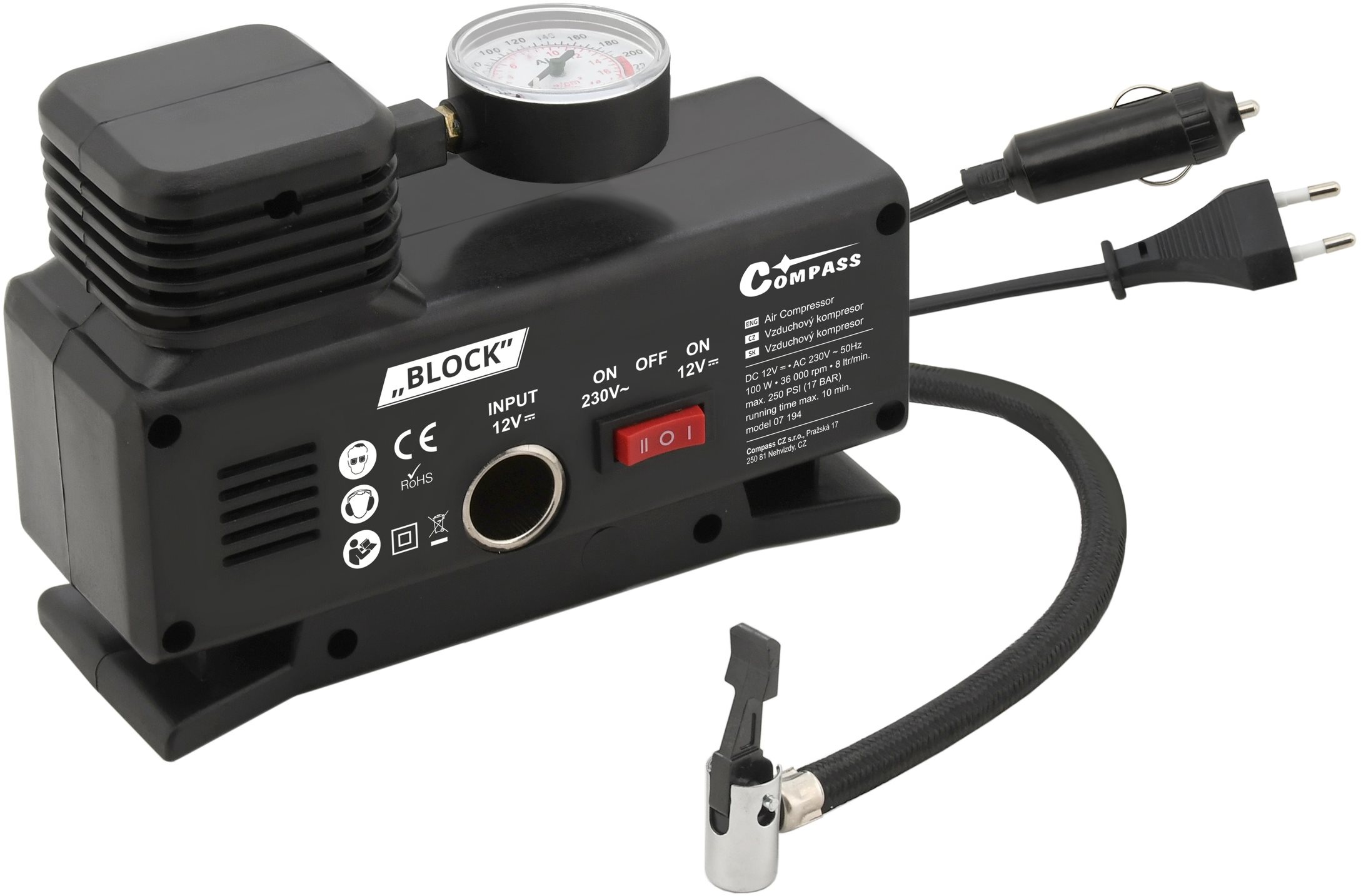 COMPASS kompresor12/230V BLOCK TÜV/GS