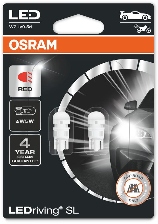 OSRAM LEDriving SL W5W Červená 12V dva kusy v balení