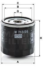 MANN-FILTER W713/36 pro vozy FORD, MAZDA