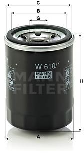 MANN-FILTER W610/1 pro vozy FIAT, SUBARU, SUZUKI, VW