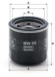 MANN-FILTER MW65 pro vozy BIMOTA MOTORCYCLES;CAGIVA MOTORCYCLES;KAWASAKI MOTORCYCLES;SACHS MOTORCYCL