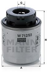 MANN-FILTER W712/93 pro vozy AUDI, SEAT, SKODA, VW