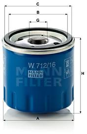 MANN-FILTER W712/16 pro vozy ALFA ROMEO, FIAT, LANCIA