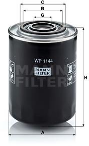 MANN-FILTER WP1144 pro vozy ALFA ROMEO, CITROËN, FIAT, LANCIA, OPEL, PEUGEOT, RENAULT