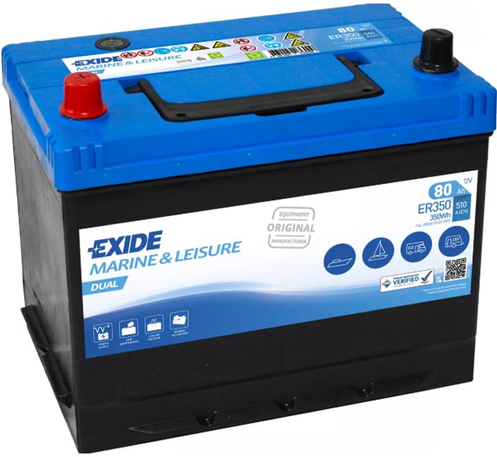 EXIDE DUAL ER350, baterie 12V, 80Ah
