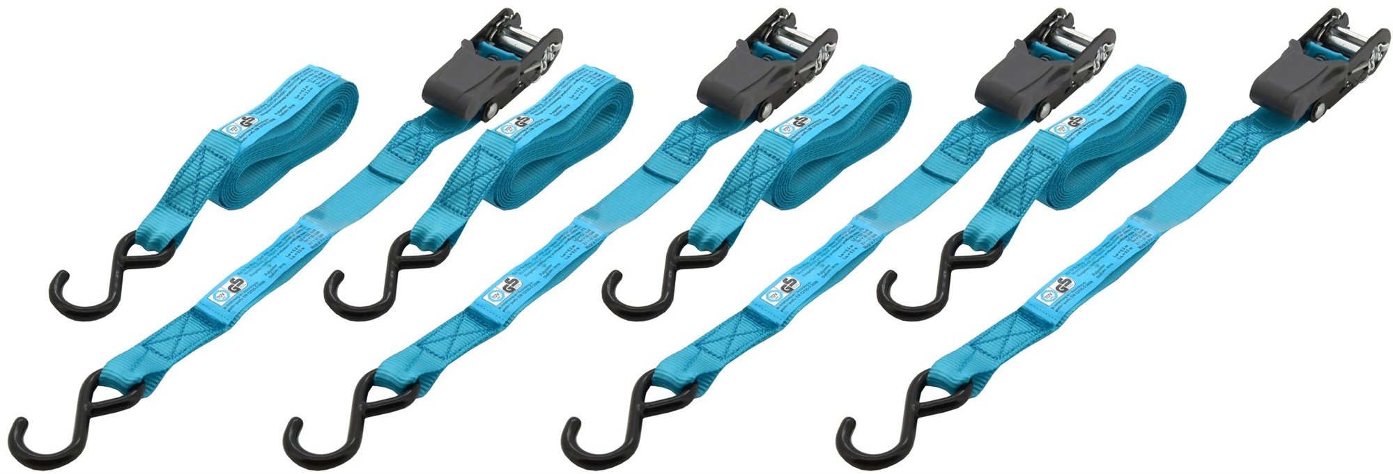 COMPASS Popruh s ráčnou a háky 3,5m 4ks TÜV BLUE WAY