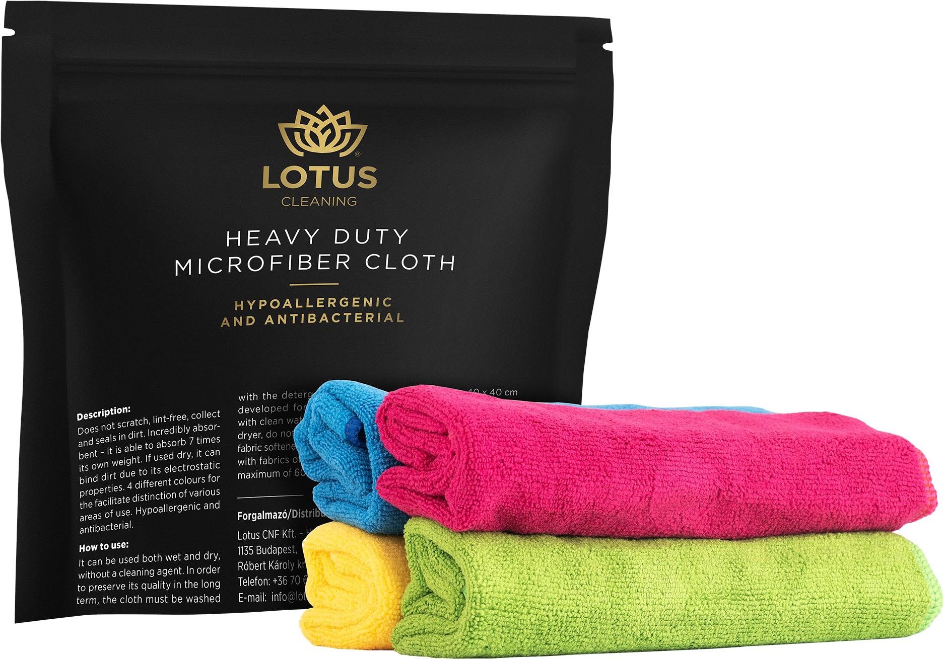 Lotus Heavy Duty Microfiber Cloths 4color/pack 370gsm