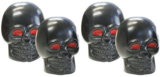 FOLIATEC Čepičky ventilků Foliatec - černé lebky s červenýma očima
