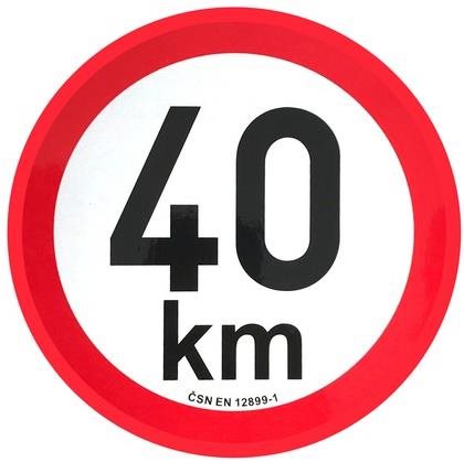 ACI Omezení rychlosti 40 km retroreflexní průměr 200 mm (na přívěsy)