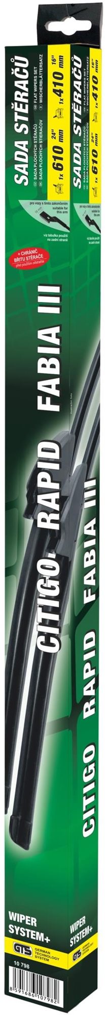COMPASS Stěrače FLAT SET 610+410mm GREEN FAB III/RAP/CIT