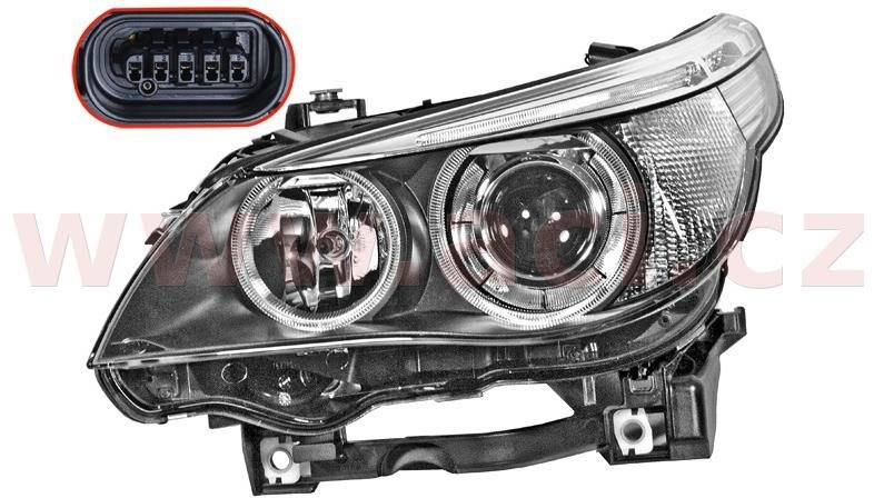 HELLA BMW 5, 03-05 př. světlo BI-XENON D2S+H7  , L