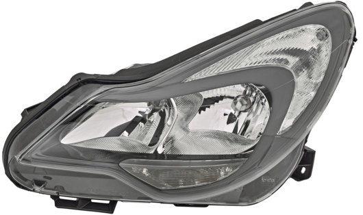 VALEO OPEL Corsa 11- př. světlo H7+H1  s denním svícením, černé pozadí (prvo