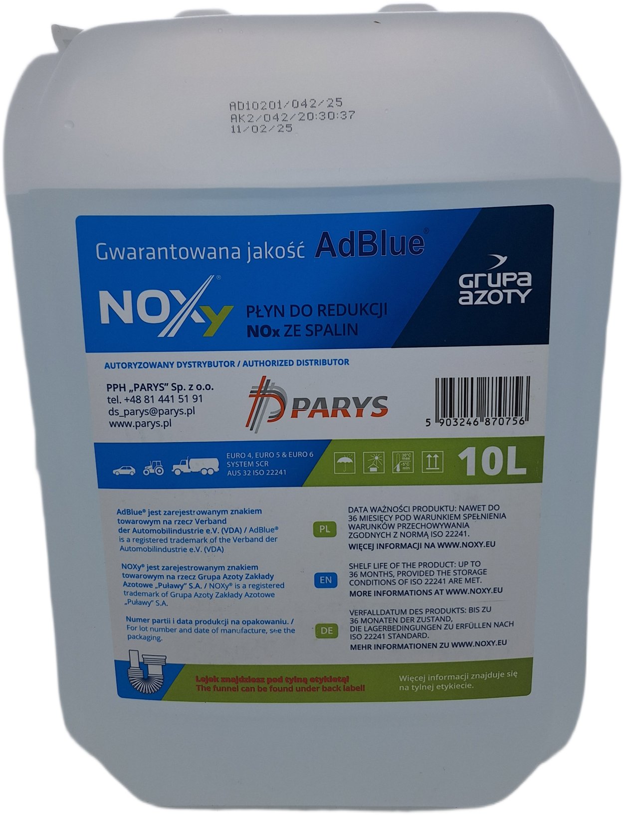 Noxy AdBlue s nalévací trubicí, 10 l