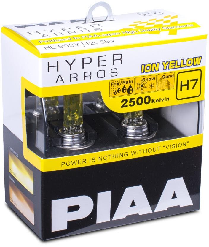 PIAA Hyper Arros Ion Yellow 2500KK H7 - teplé žluté světlo 2500K pro použití v extrémních podmínkách