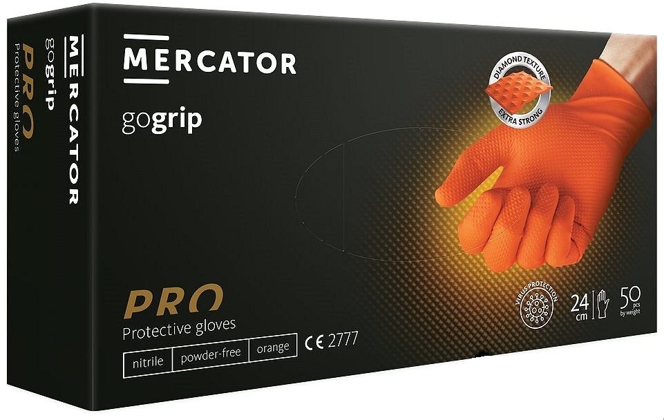 MERCATOR Prémiové rukavice gogrip orange 50ks (velikost M)