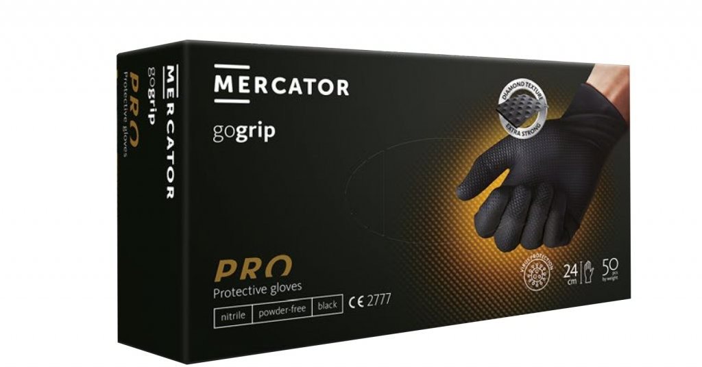 MERCATOR Prémiové rukavice gogrip black 50ks (velikost M)