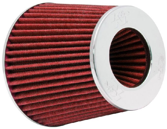 K&N sportovní vzduchový filtr, délka 140 mm,vstup 102 mm, barva červená