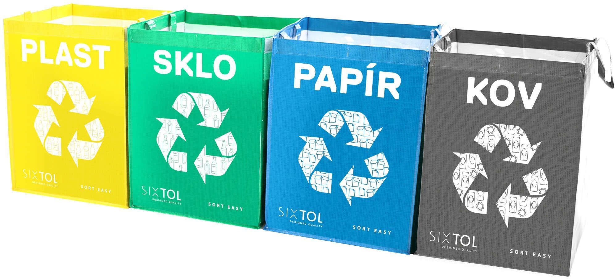 SIXTOL Tašky na tříděný odpad SORT EASY 4 METAL, 30x30x40cm, 4x36l, 4ks