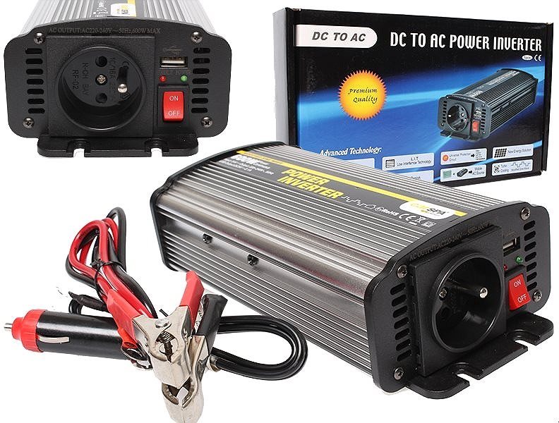 Carspa 12V/230V+USB 600W
