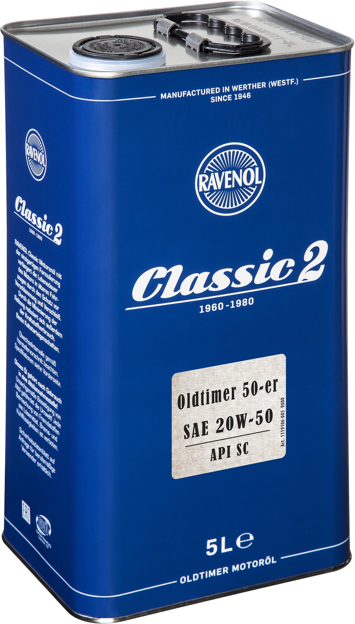 RAVENOL Oldtimer 50-er SAE 20W-50 API SC; 5 L