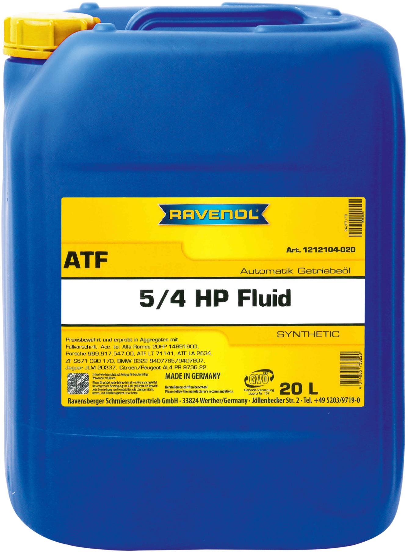 RAVENOL ATF 5/4 HP Fluid; 20 L
