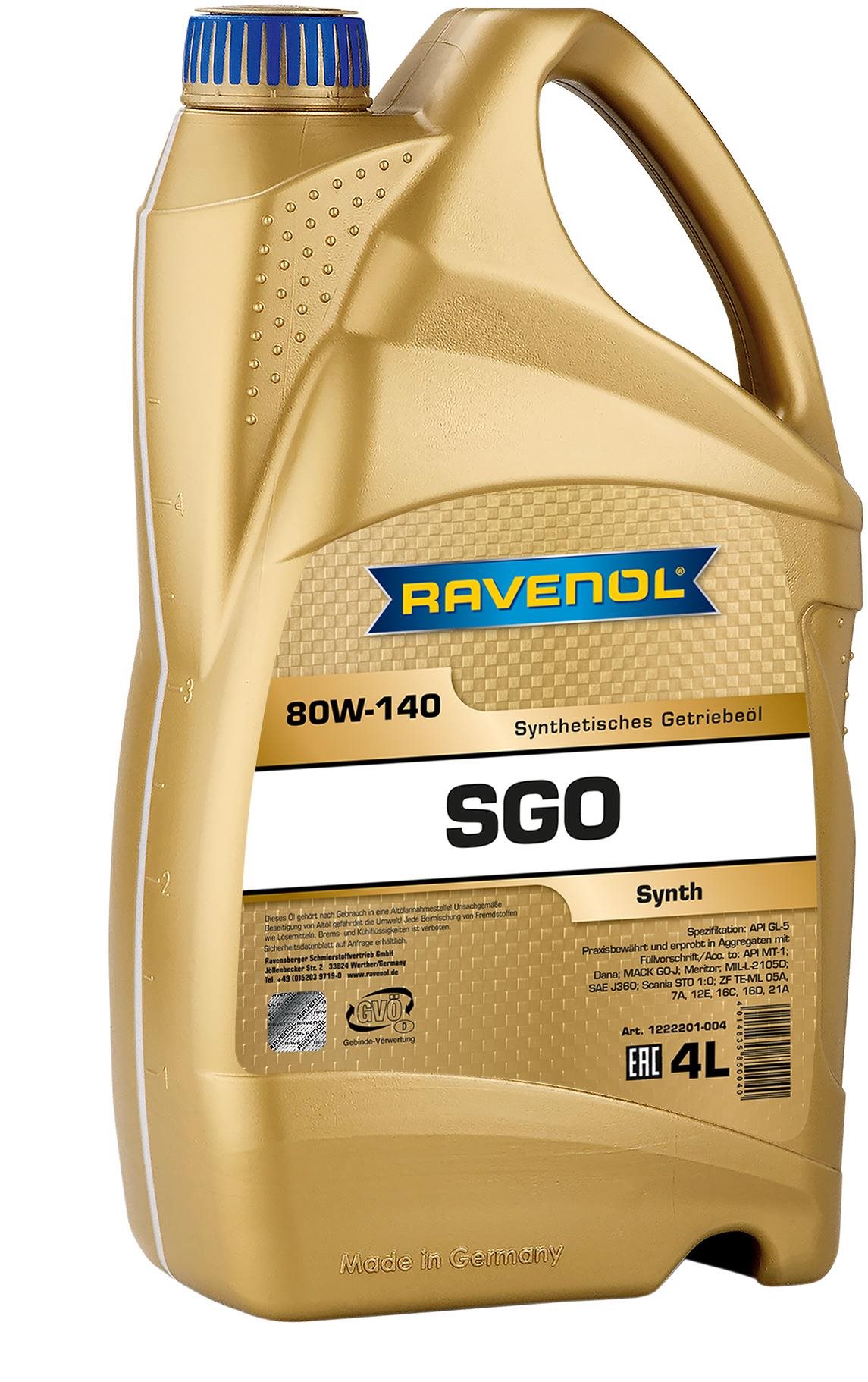 RAVENOL Getriebeöl SGO SAE 80W-140 GL-5; 4 L