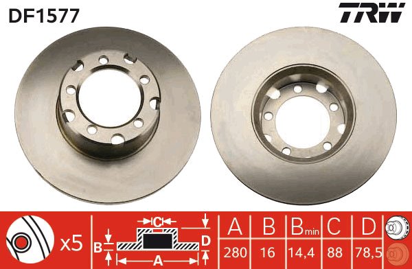 TRW Brzdový kotouč DF1577 sada 2ks