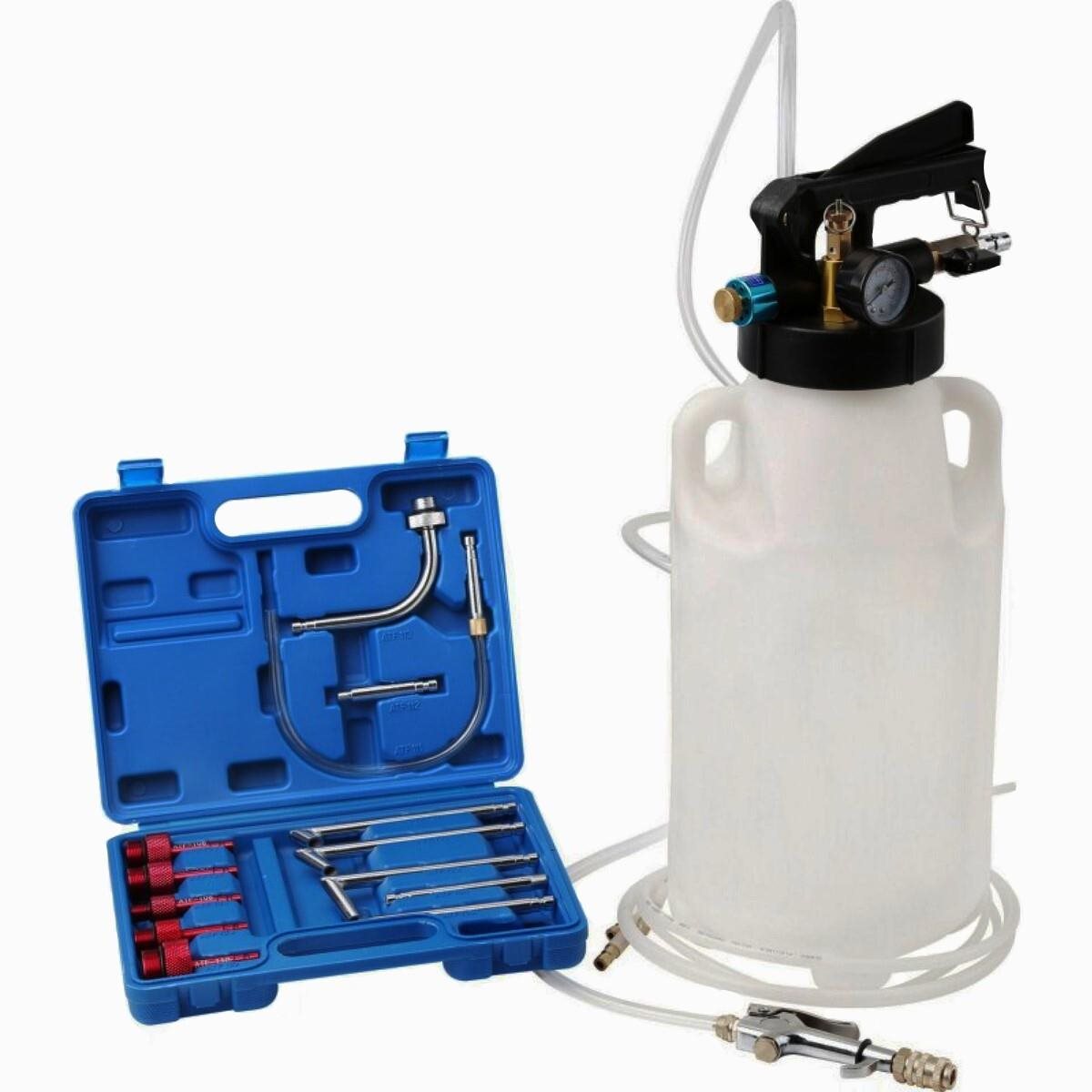 QUATROS QS60642 Pneumatická plnička oleje automatických převodovek ATF, s adaptéry, 8 l