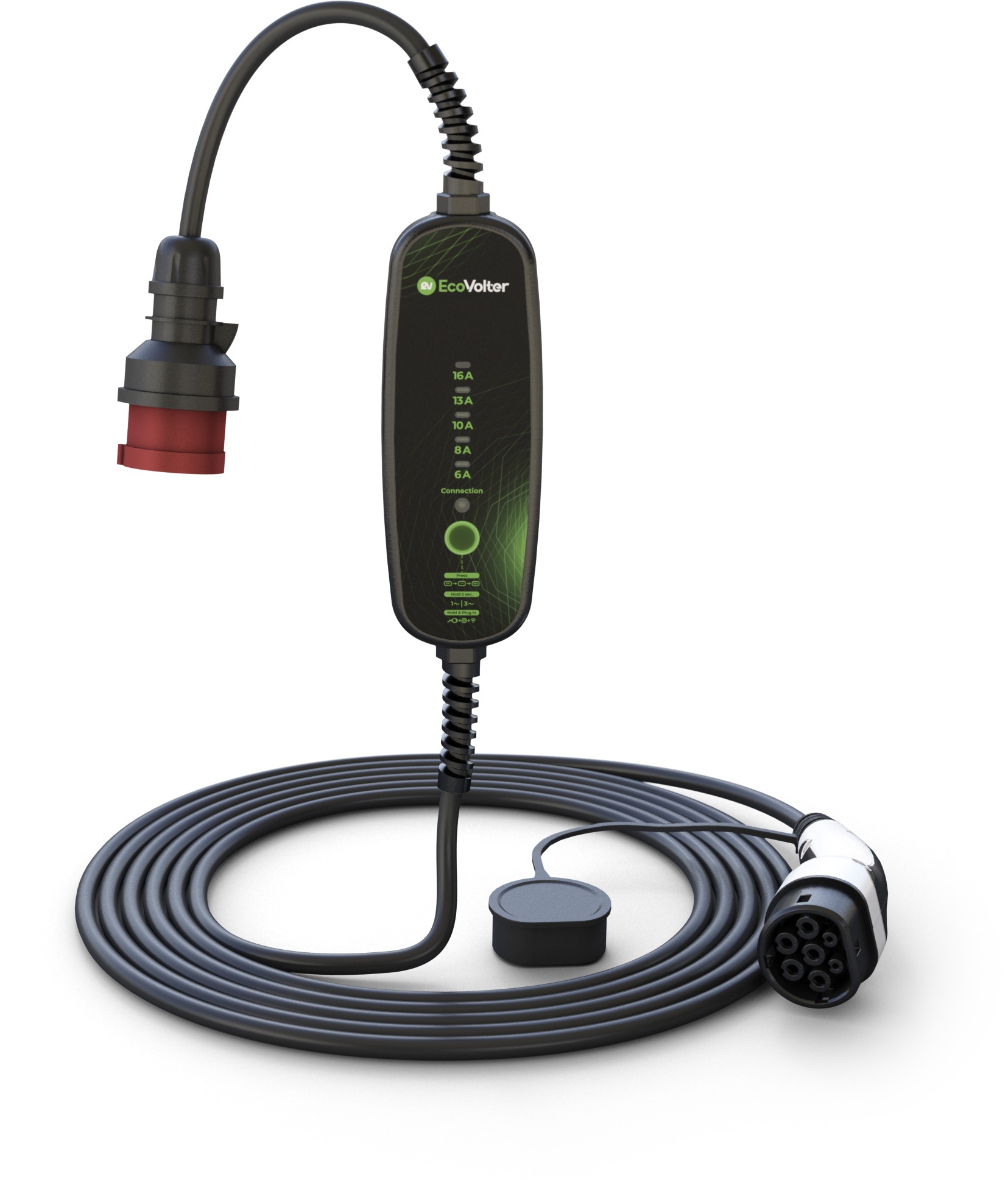 R-EVC přenosný Wallbox EcoVolter 10m Tesla tlačítko