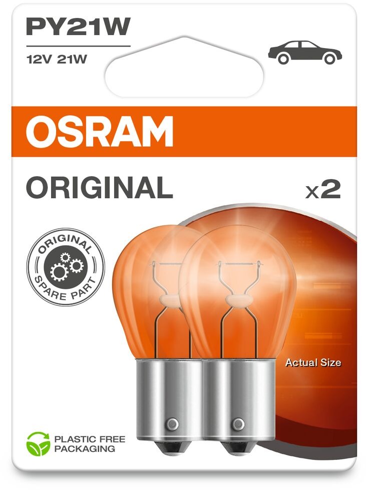 Osram Originál PY21W,12V, 21W, BAU15s, 2 kusy v balení, oranžová