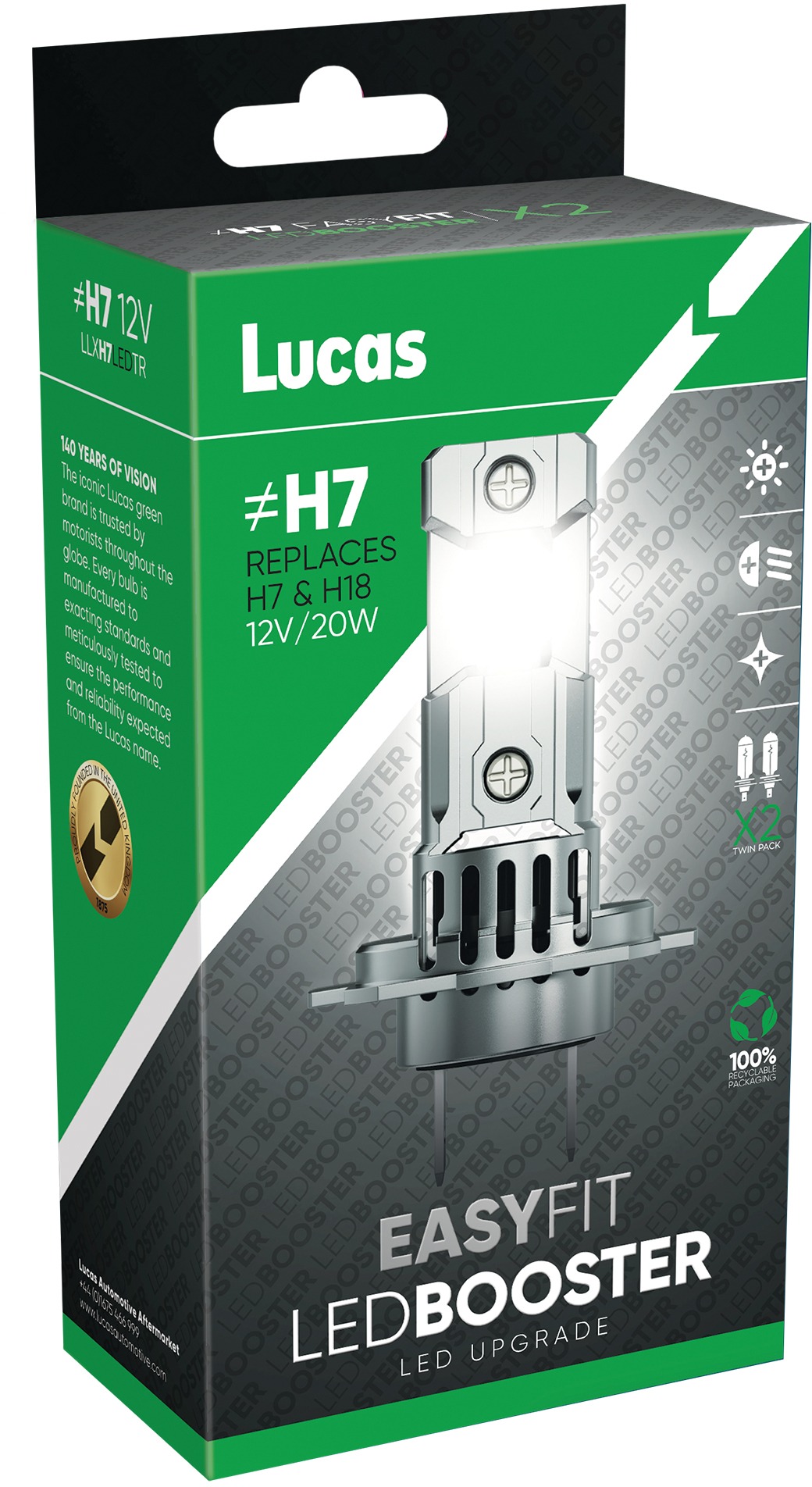 Lucas 12V H7 LED Px26d, sada 2 ks