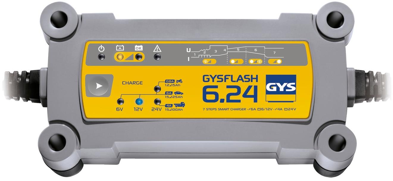 GYS Gysflash 6.24, 6/12/24 V, 15-170 Ah, 6/12 V 6 A, 24 V 4 A