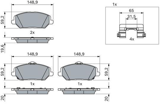 BOSCH Sada brzdových destiček 0 986 424 862