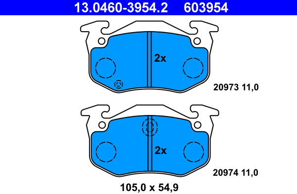 ATE 603954 Sada brzdových destiček 13.0460-3954.2