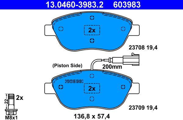 ATE 603983 Sada brzdových destiček 13.0460-3983.2