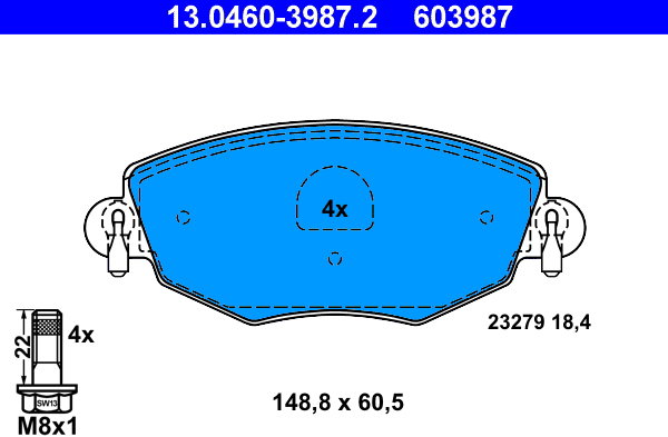ATE 603987 Sada brzdových destiček 13.0460-3987.2