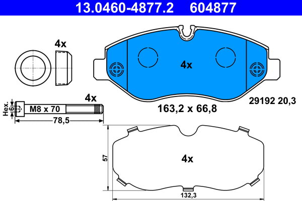 ATE 604877 Sada brzdových destiček 13.0460-4877.2