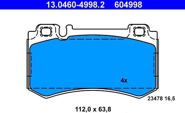 ATE 604998 Sada brzdových destiček 13.0460-4998.2
