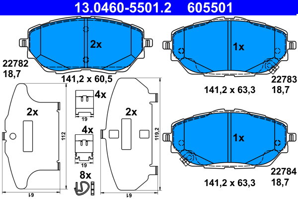 ATE 605501 Sada brzdových destiček 13.0460-5501.2