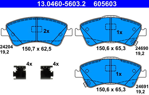 ATE 605603 Sada brzdových destiček 13.0460-5603.2