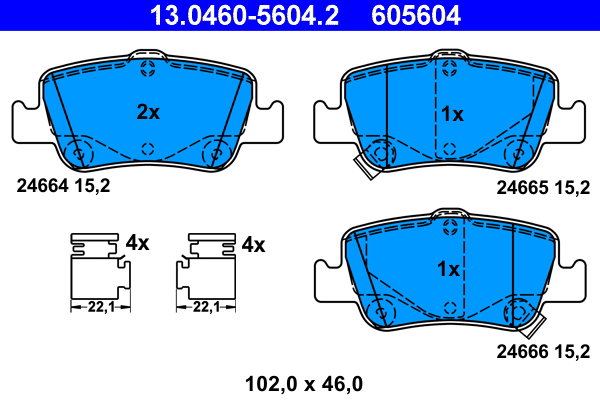 ATE 605604 Sada brzdových destiček 13.0460-5604.2