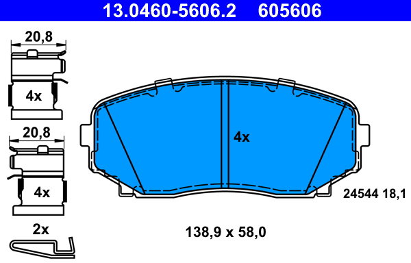 ATE 605606 Sada brzdových destiček 13.0460-5606.2