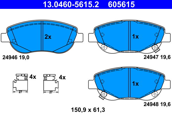 ATE 605615 Sada brzdových destiček 13.0460-5615.2