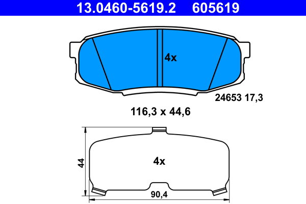 ATE 605619 Sada brzdových destiček 13.0460-5619.2