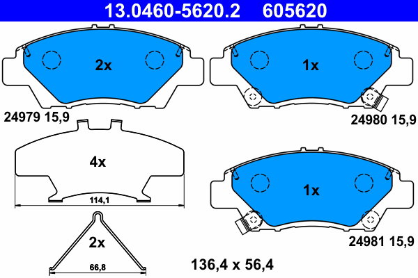 ATE 605620 Sada brzdových destiček 13.0460-5620.2