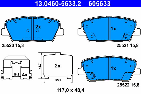 ATE 605633 Sada brzdových destiček 13.0460-5633.2